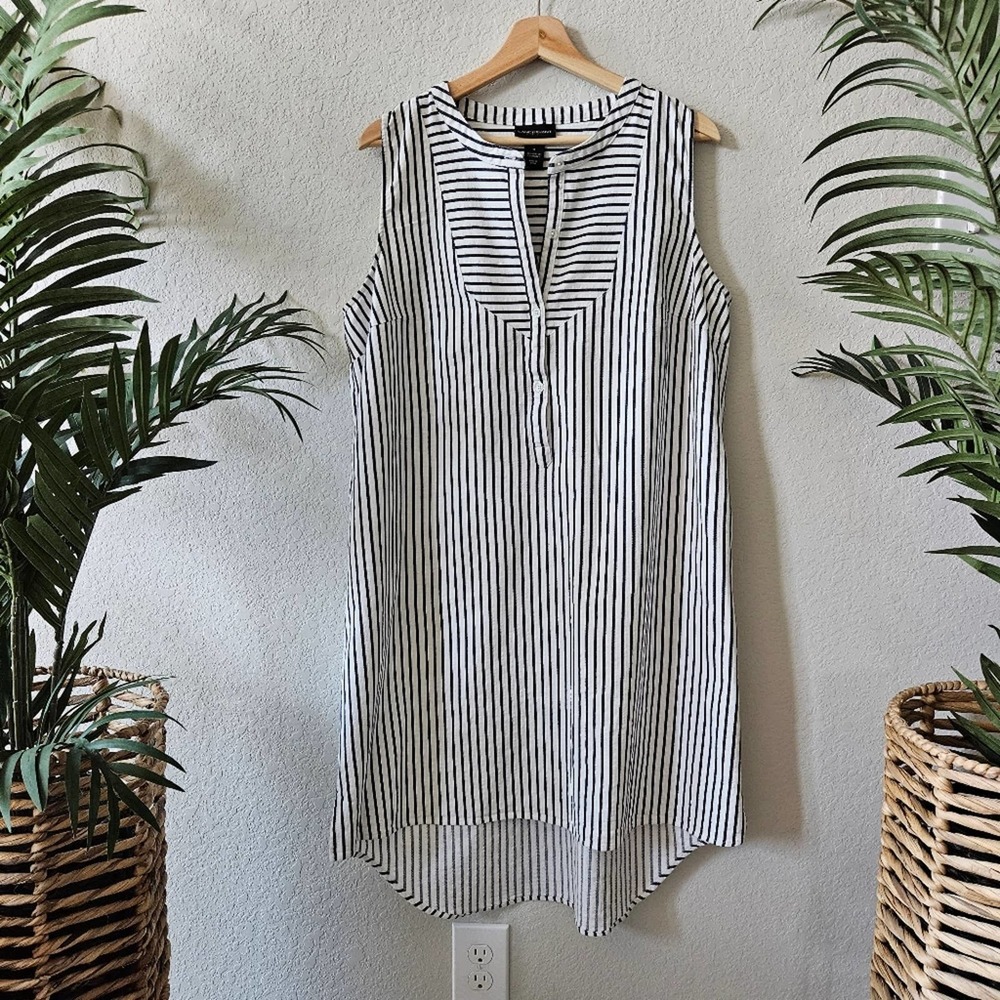 Lane Bryant T-shirt Black and White Stripe Dress Women's Size 14